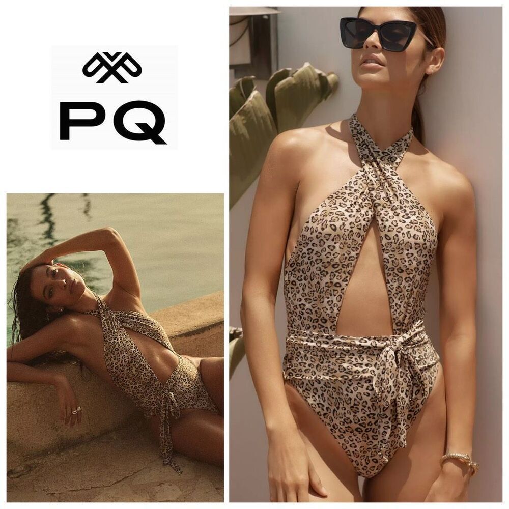 New. Pilyq leopard halter one piece. Medium. Retails $154